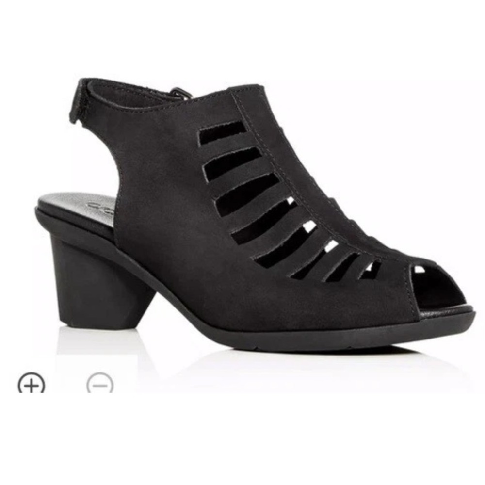Arche Enexor Black Nubuck Leather Cage Sandals Peep Toe slingback Womens 6